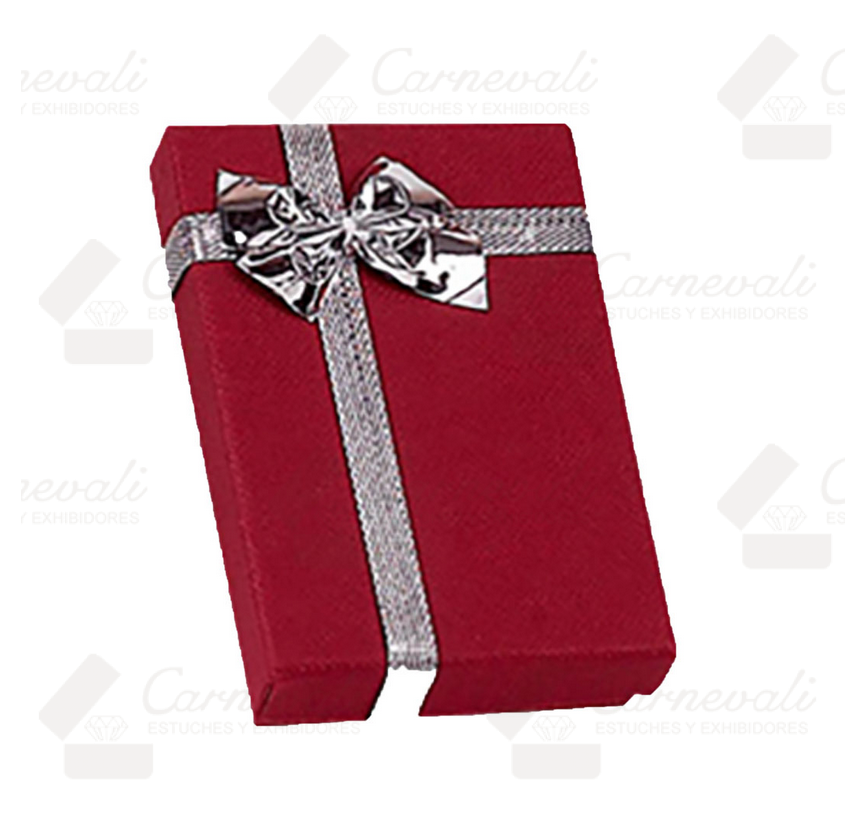 Caja Para Collar y Aretes -Rojo/Plateado-