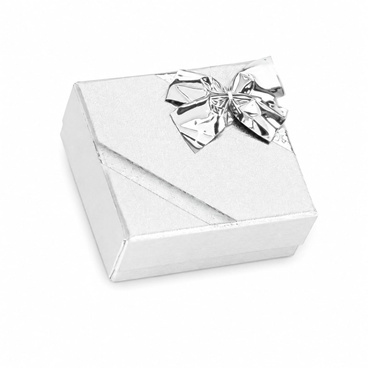 Caja Ribbon Para Aretes -Plateado-