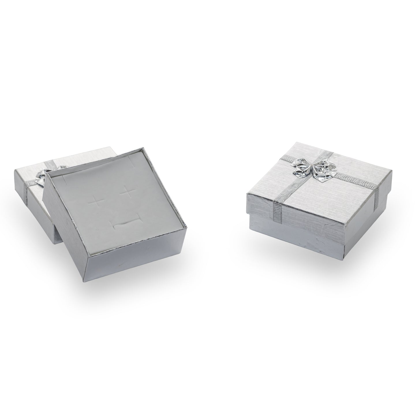 Caja Brillante Arete -Plateado- Paquete 12 pzs