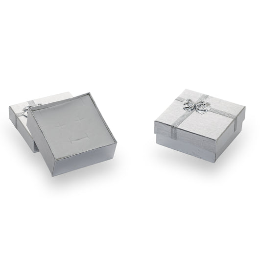 Caja Brillante Arete -Plateado- Paquete 12 pzs