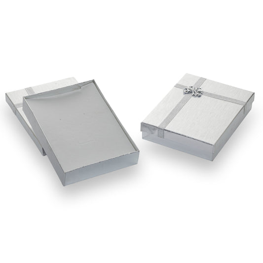 Caja Brillante Para Collar -Plateado- Paquete 6 pzs