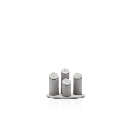 Exhibidor Torre Para 4 Anillos Tipo Suede Gris