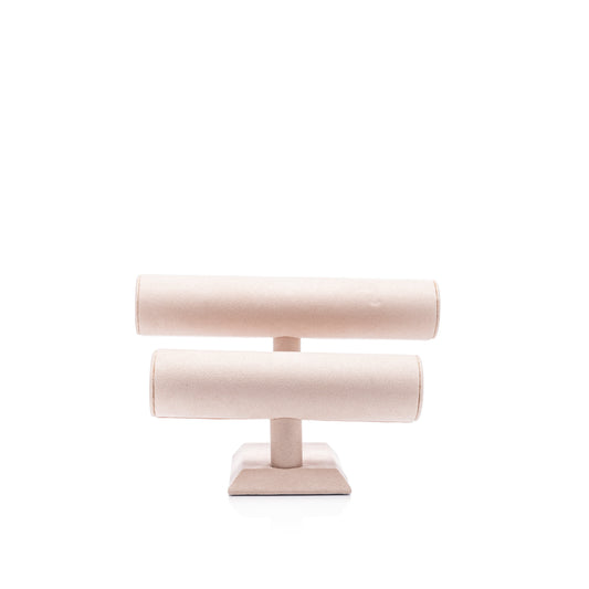 Exhibidor Barra Doble Para Pulsera Tipo Suede Rosa