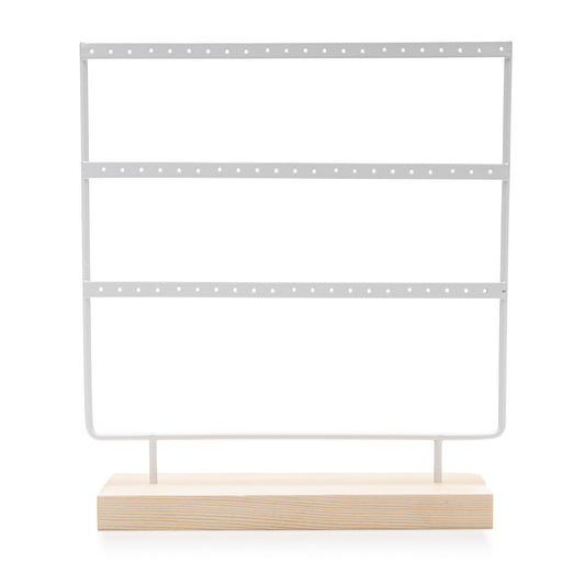 Ventana De Metal 3 Niveles Para 36 Pares De Aretes -Blanco-