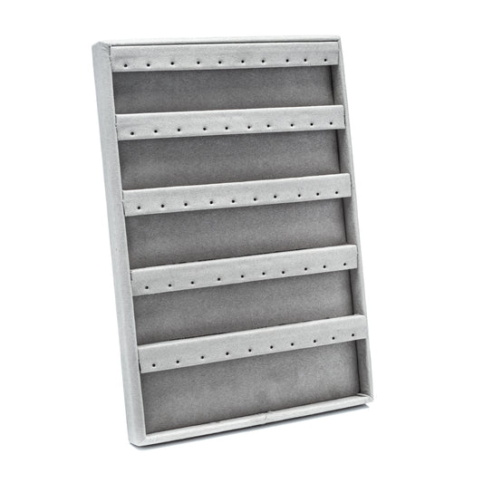 Charola De Arete Corrido Para 25 Pares Tipo Suede Gris
