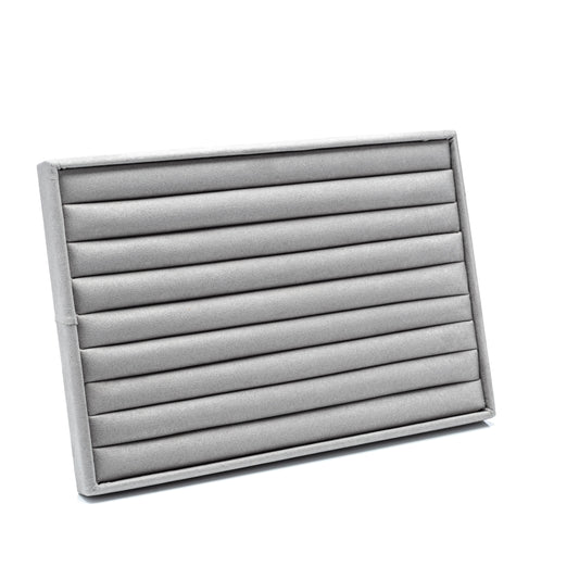 Exhibidor Charola Anillo Corrido Tipo Suede Gris Para 80 Pz