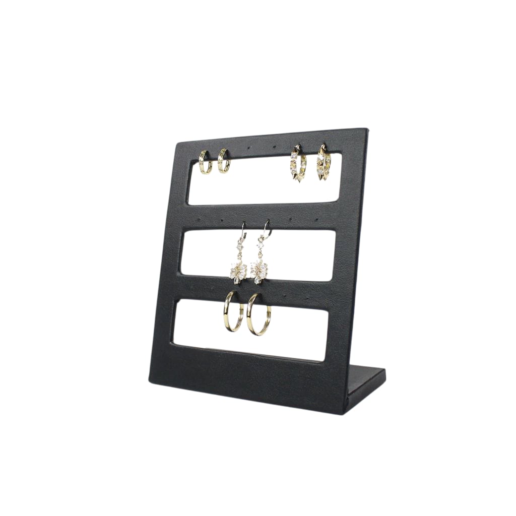 Ventana Para 9 Pares De Aretes Vinil Piel -Negro-